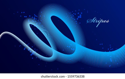 Elegant blue lines vector dimensional abstract background, 3D dynamic curve stripes in motion beautiful design element, template for banner or poster and other ads.