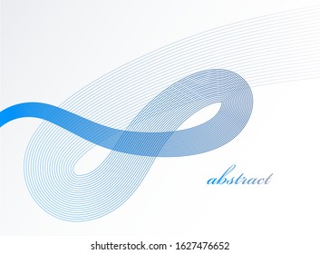 Elegant blue lines vector dimensional abstract background, 3D dynamic curve stripes in motion beautiful design element, template for banner or poster and other ads.