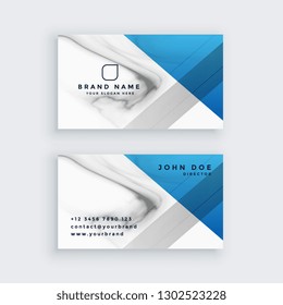 elegant blue marble texture business card design