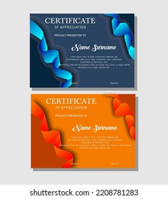Elegant blue and orange color certificate template