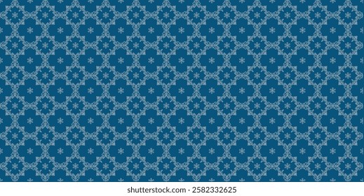 Elegant Blue Ornamental Pattern with Delicate Floral Details