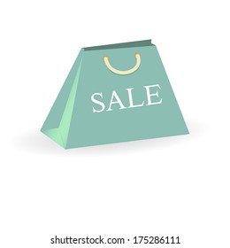 elegant blue paper bag, vector illustration