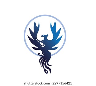 ELEGANTE LOGO DE PHOENIX AZUL, silueta de grandes ilustraciones abstractas de vectores de aves