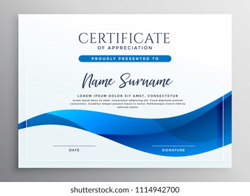 elegant blue qualification certificate design