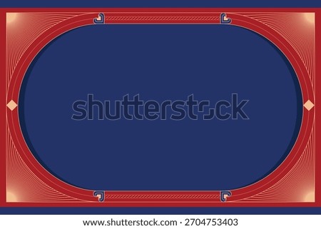 Elegant blue and red poker table layout with a classic design.