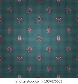 Elegant blue and red seamless pattern with and Mandala elements. Nice vector hand-drawn illustration.
