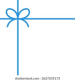 Elegant blue ribbon with decorative bow, isolated on white background. vector illustration.