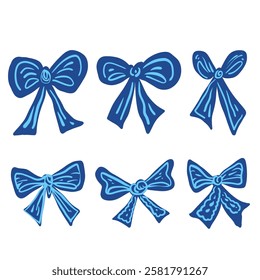 Elegant Blue Ribbon Set Soft and Feminine Design For Decorative Elements