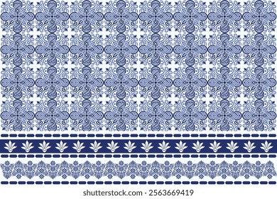 elegant blue seamless floral pattern with arabesque borders for bohemian textile prints vintage wallpaper summer fashion designs and intricate carpet motifs