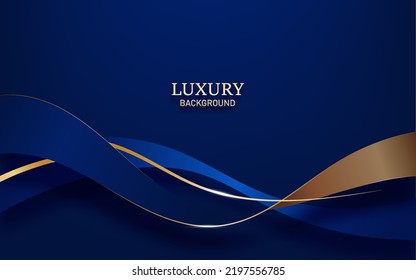 Elegant blue shade background and golden lines with light effect. Modern luxury style 