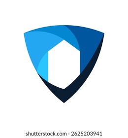 Elegant Blue Shield House Protection Vector Logo