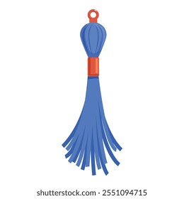 Elegant blue silk tassel with red fastener, creating a stylish accessory for fashion, home decor, or crafts