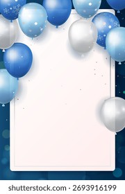 Elegant Blue and Silver Balloons Background for Winter Celebration and Holiday Promotion