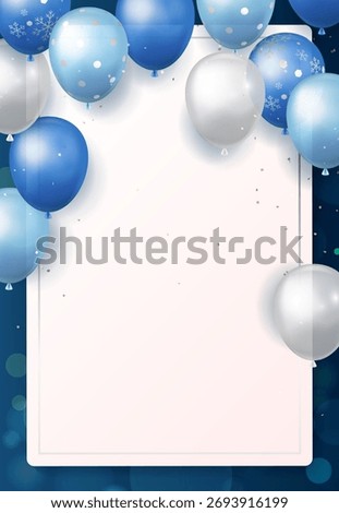 Elegant Blue and Silver Balloons Background for Winter Celebration and Holiday Promotion
