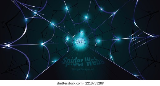 elegant blue spider web background banner with glitter light