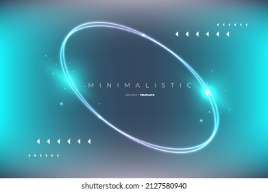 Elegant Blue Template With Brilliance Ellipse And Triangles On The Blur Background