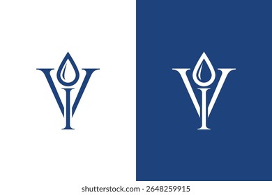 Elegant Blue VI Letter Waterdrop Logo