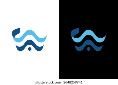 Elegant Blue Wave Abstract Design Element