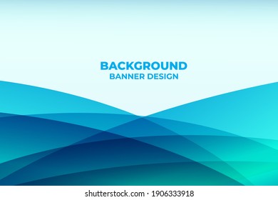 elegant blue wave banner template design