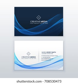 Elegant Blue Wave Business Card Design