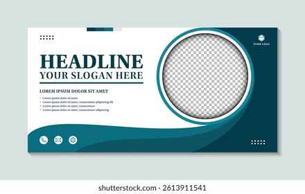 Elegant blue wave pattern banner design template, modern abstract geometric banner design and business presentation template. vector illustration