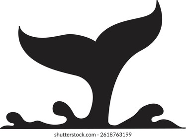 Elegant Blue Whale Tail Above Waterline