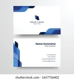 Elegant blue and white business card. Elegant minimalist golden business card.