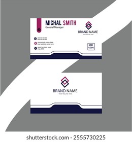 Elegant Blue and White Business Card Design Template for Adobe Stock.