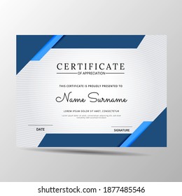 elegant blue and white diploma certificate template. Use for print, certificate, diploma, graduation