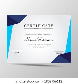 Elegant Blue White Diploma Certificate Template Stock Vector (Royalty ...