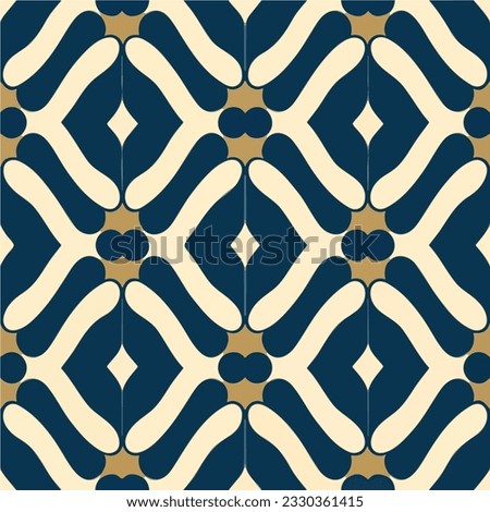 Elegant blue and white pattern enriched with delicate gold accents, exuding the timeless allure of art deco aesthetics. The pattern consists of art deco stripes interlaced with a captivating.