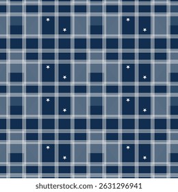 Elegant Blue and White Plaid with Whimsical Star Accents