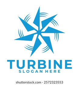 Elegant blue windmill vector logo template