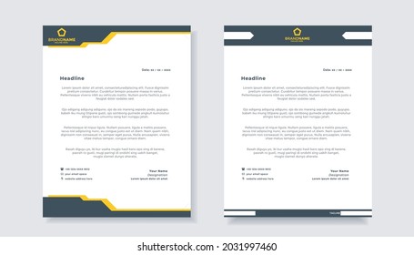 Elegant blue and yellow combination business letterhead template design