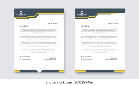 Elegant blue and yellow combination business letterhead template design