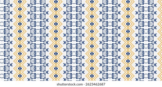 Elegant Blue and Yellow Geometric Pattern on White Background