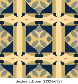 Elegant blue and yellow pattern adorned with circles, reflecting the beauty of Art Nouveau and Art Deco styles, often found on floors.