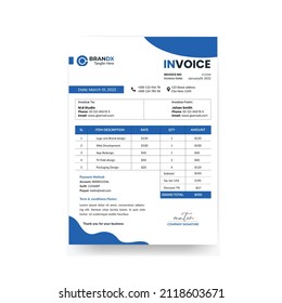 Elegant blue-grey vector invoice template design