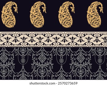Elegant bohemian Border floral designed for wrapping paper, textile branding, wallpapers, and gift wraps.