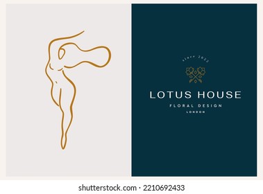 Elegant bohemian emblems line art feminine symbols for magic logo and cosmetic packaging