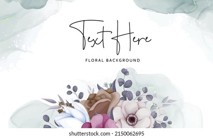 elegant boho flower and leaves background template
