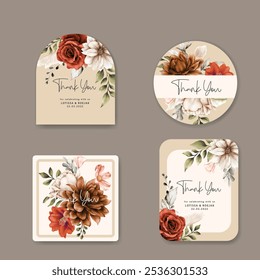 elegant boho flower and leaves label collection template