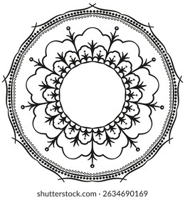 Elegant Boho Mandala Line Art Vector Set  Symmetrical Floral Designs for Coloring, Mindfulness and Decorative Use.