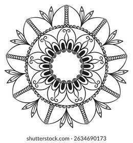 Elegant Boho Mandala Line Art Vector Set  Symmetrical Floral Designs for Coloring, Mindfulness and Decorative Use.