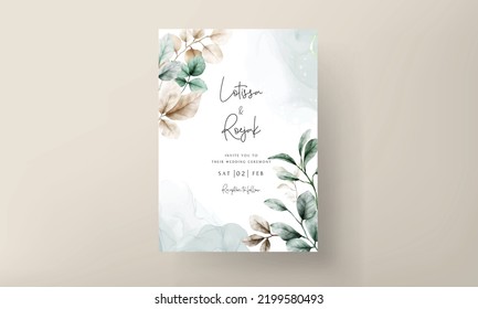 elegante acuarela boho deja plantilla de tarjeta de invitación