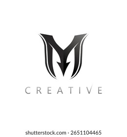 Logotipo em forma de M elegante e arrojado para identidade corporativa e empresarial exclusiva