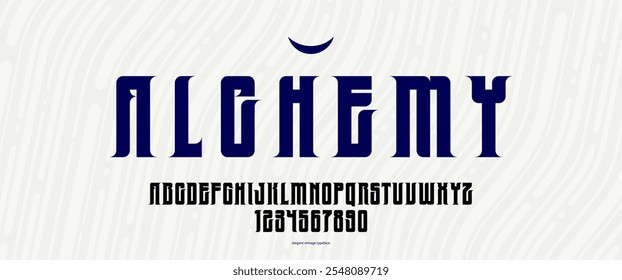 Elegant but bold and strong font for logo creation, vector luxury elegant vintage serif typeface for emblems and slogans, classic style serif old typography alphabet.