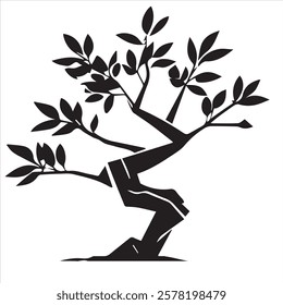 Elegant bonsai tree vector logo with a minimalist and timeless design. Perfect for branding, nature-themed projects, zen concepts, and eco-friendly businesses. 