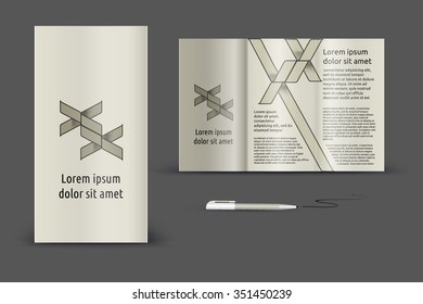 Diseño elegante de plantillas de folletos con un patrón de geometría para su empresa. Diseño de portada. Papelería de negocios.