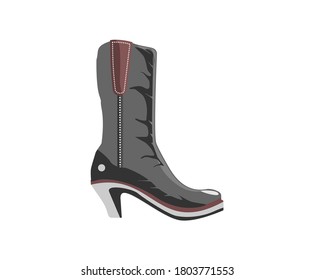 Elegant boots, vector leather shoe illustration isolated on white